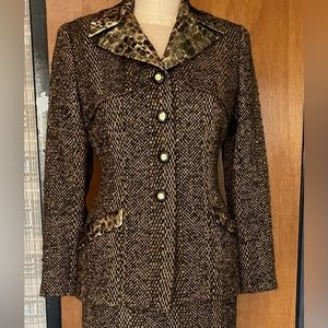 Terry Paris unique bronze tweed skit suit in French size 44 US 10